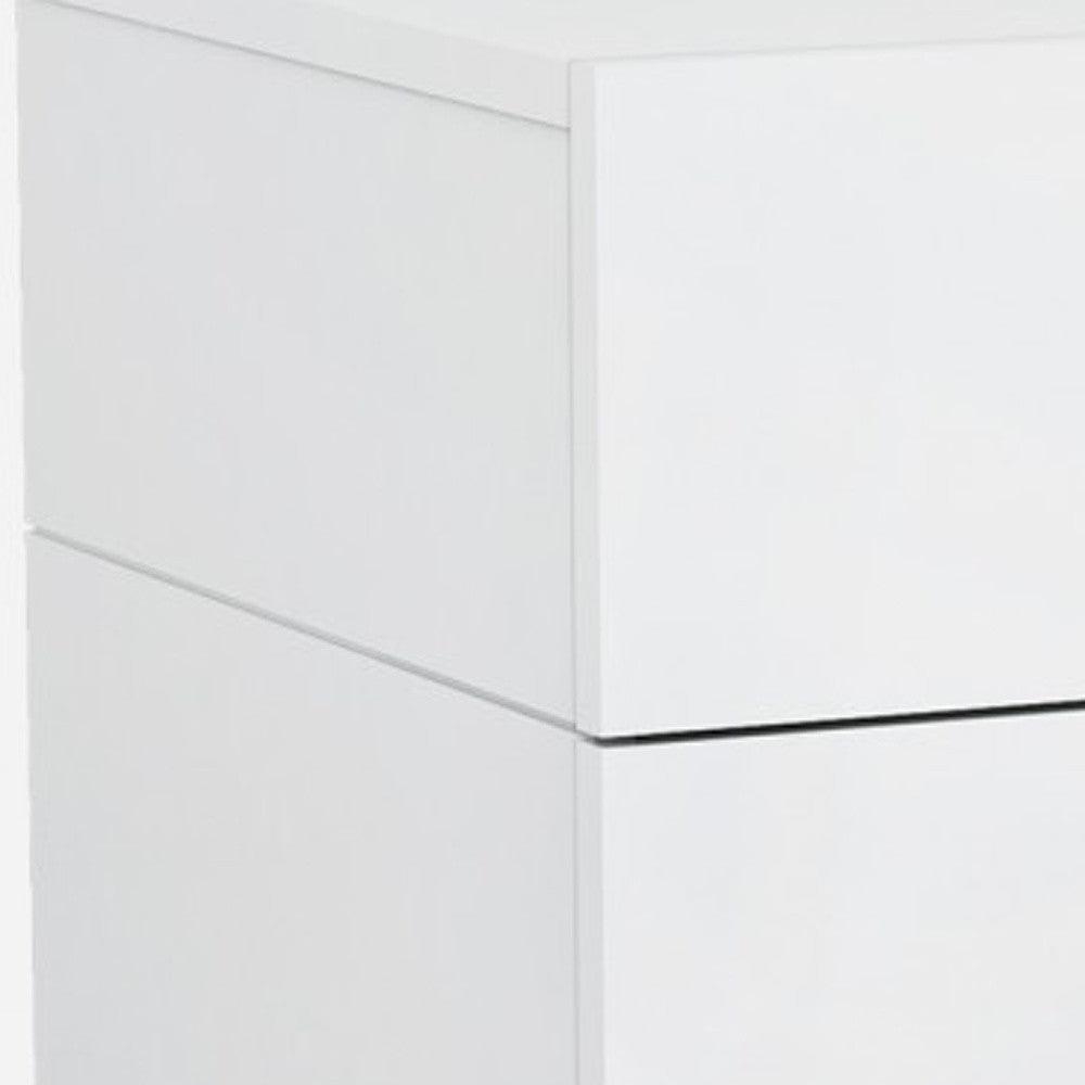Gloss White Stainless Steel Nightstand By Homeroots | Nightstands | Modishstore - 4
