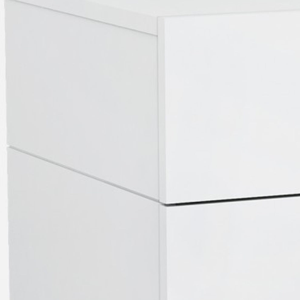 Gloss White Stainless Steel Nightstand By Homeroots | Nightstands | Modishstore - 4