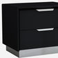 Black And Stainless Steel Two Drawer Nightstand By Homeroots | Nightstands | Modishstore - 4