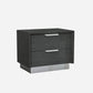 Black And Stainless Steel Two Drawer Nightstand By Homeroots | Nightstands | Modishstore - 6