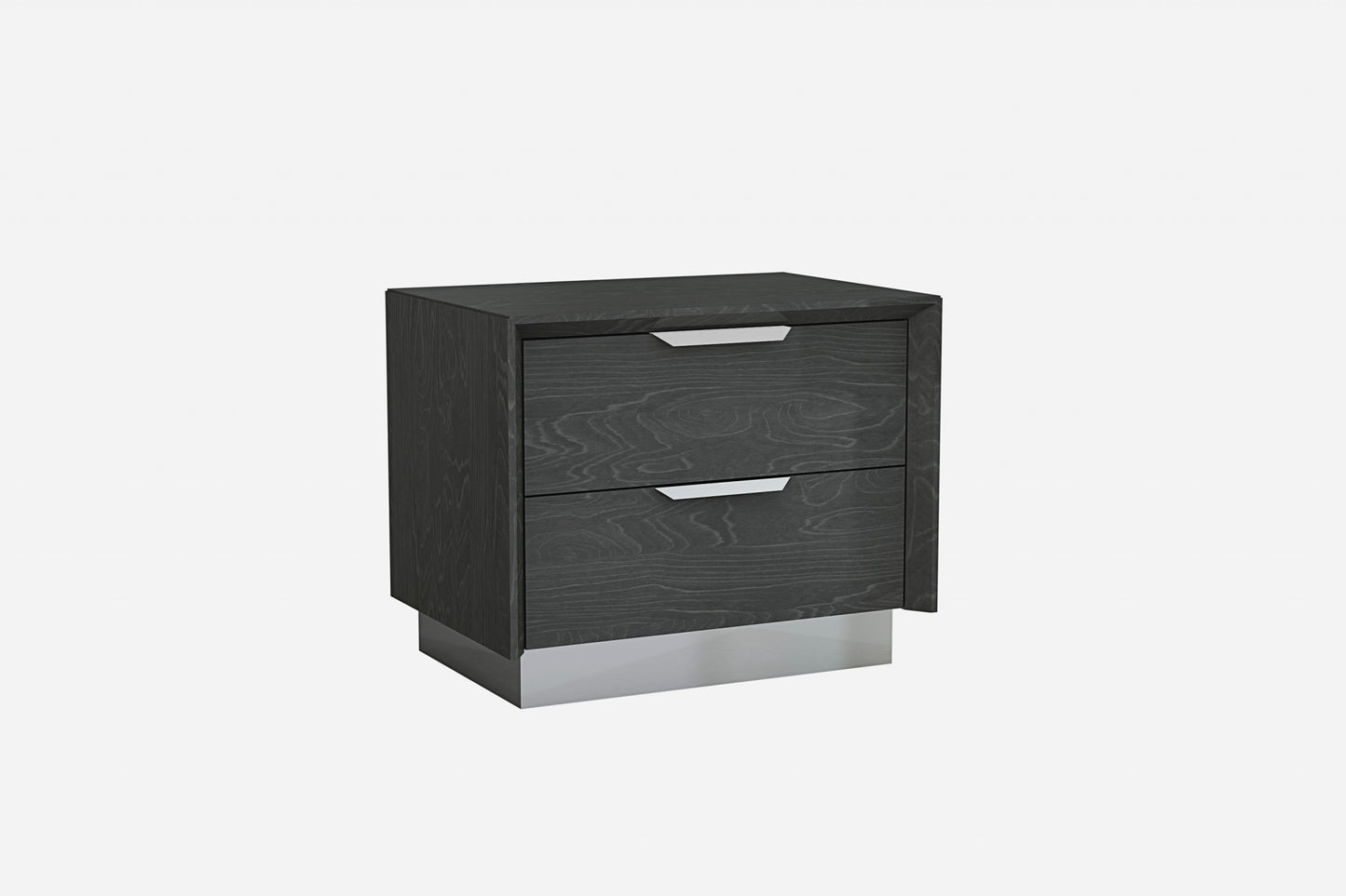 Black And Stainless Steel Two Drawer Nightstand By Homeroots | Nightstands | Modishstore - 6