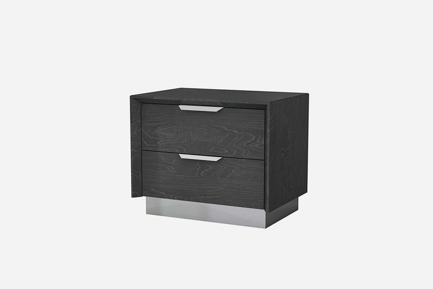 Black And Stainless Steel Two Drawer Nightstand By Homeroots | Nightstands | Modishstore - 8