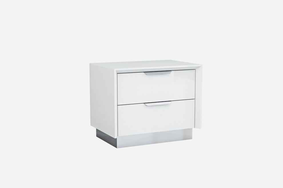 Black And Stainless Steel Two Drawer Nightstand By Homeroots | Nightstands | Modishstore - 11