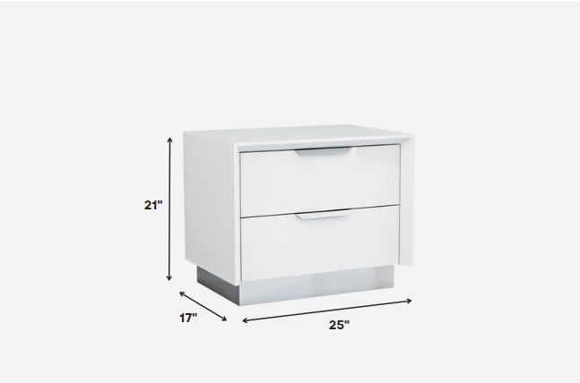 Black And Stainless Steel Two Drawer Nightstand By Homeroots | Nightstands | Modishstore - 12
