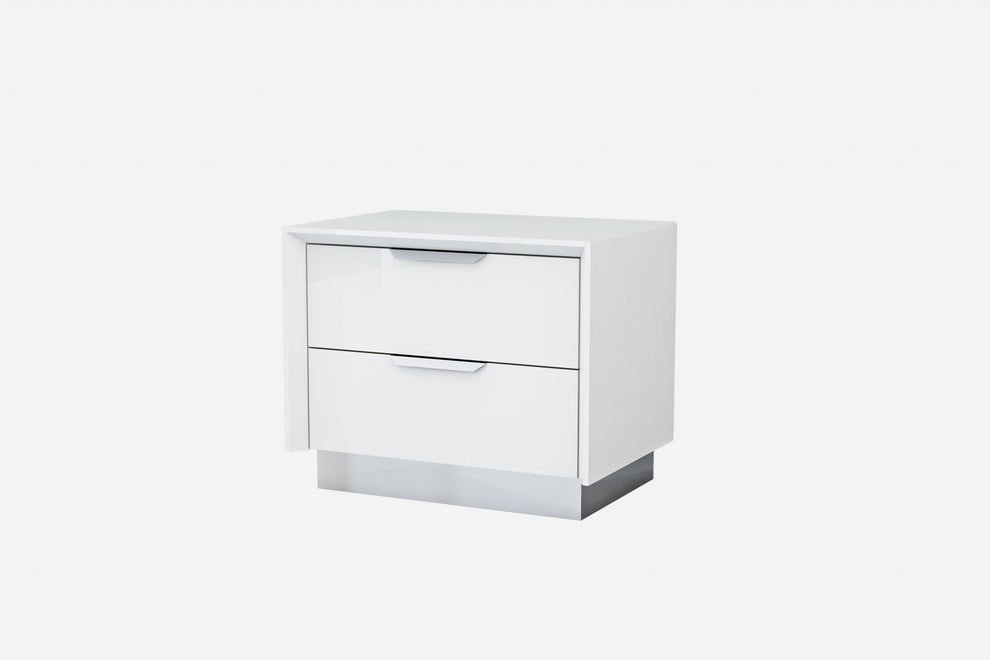 Black And Stainless Steel Two Drawer Nightstand By Homeroots | Nightstands | Modishstore - 13