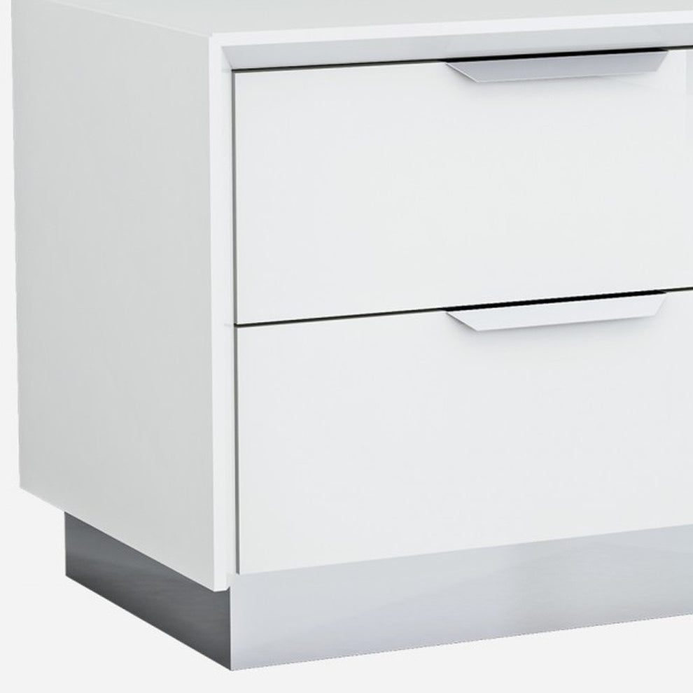 Black And Stainless Steel Two Drawer Nightstand By Homeroots | Nightstands | Modishstore - 14