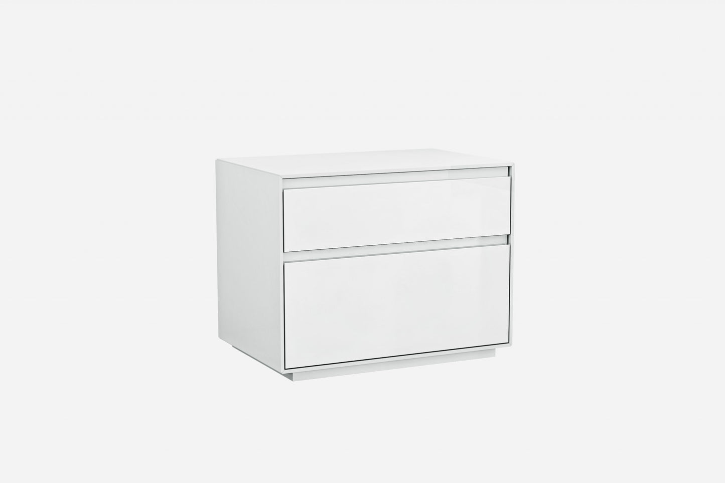 Simplistic White Gloss 2 Drawer Nightstand By Homeroots | Nightstands | Modishstore - 2