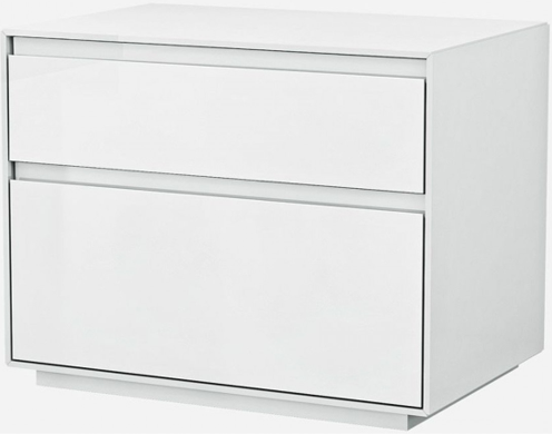 Simplistic White Gloss 2 Drawer Nightstand By Homeroots | Nightstands | Modishstore - 4
