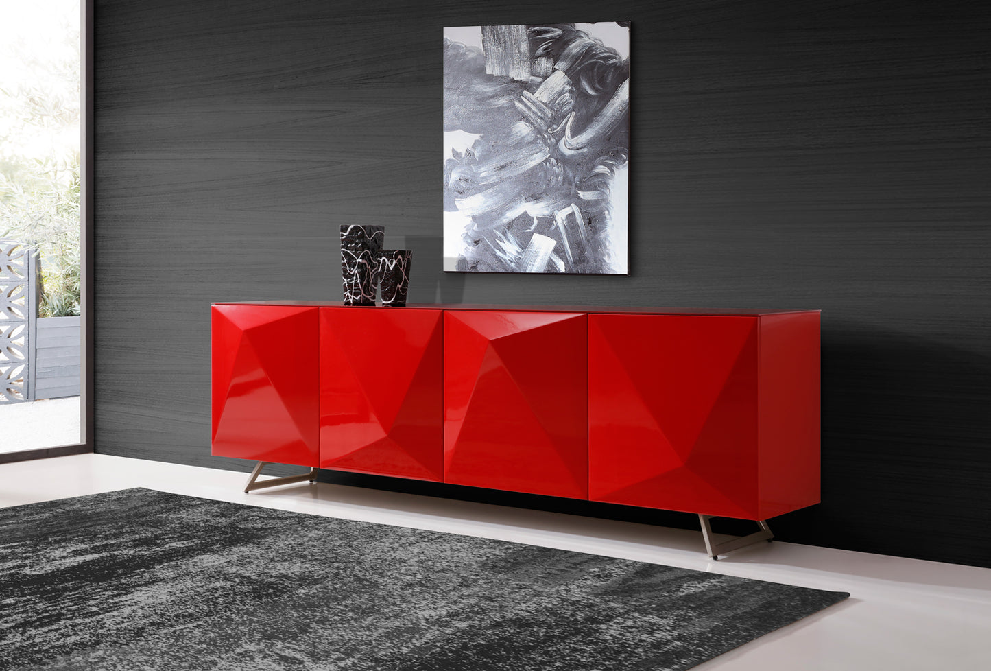 Red Metal Buffet By Homeroots | Sideboards | Modishstore - 3