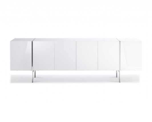 White Stainless Steel Buffet By Homeroots - 370757 | Sideboards | Modishstore
