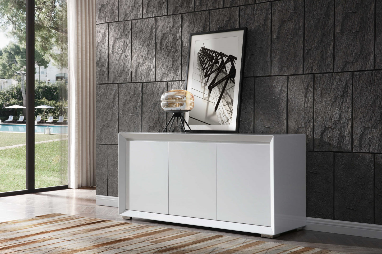 White Stainless Steel Buffet By Homeroots - 370768 | Sideboards | Modishstore - 4