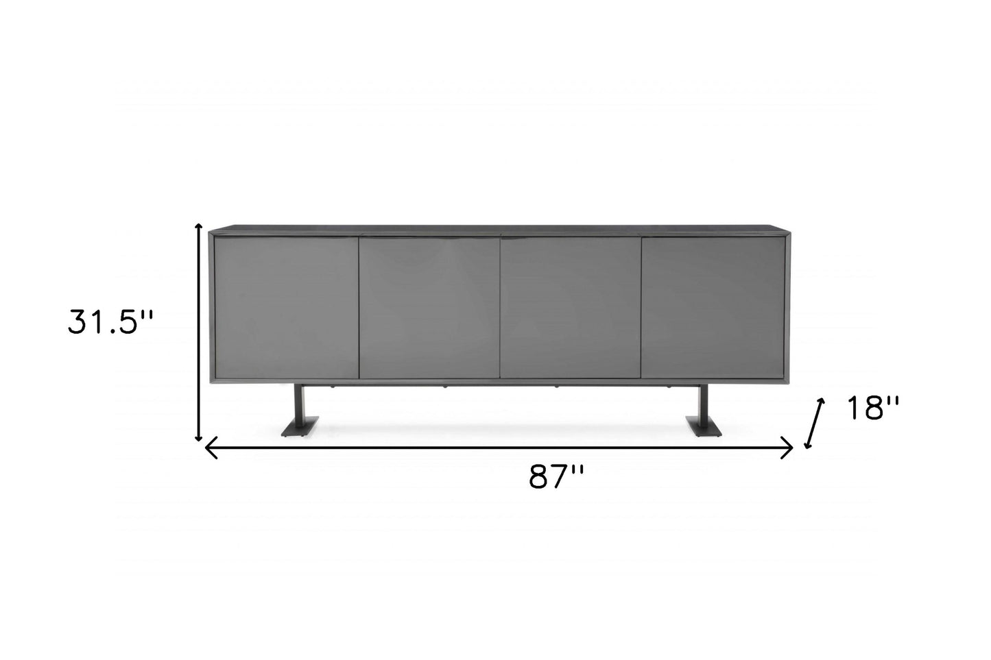 87 X 18 X 31.5 Gray Metal Buffet By Homeroots | Console Tables | Modishstore - 7