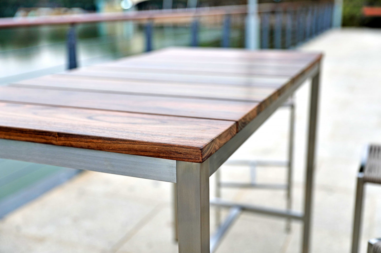 Teak Wood & Stainless Steel Bar Table By Homeroots | Bar Tables | Modishstore - 5