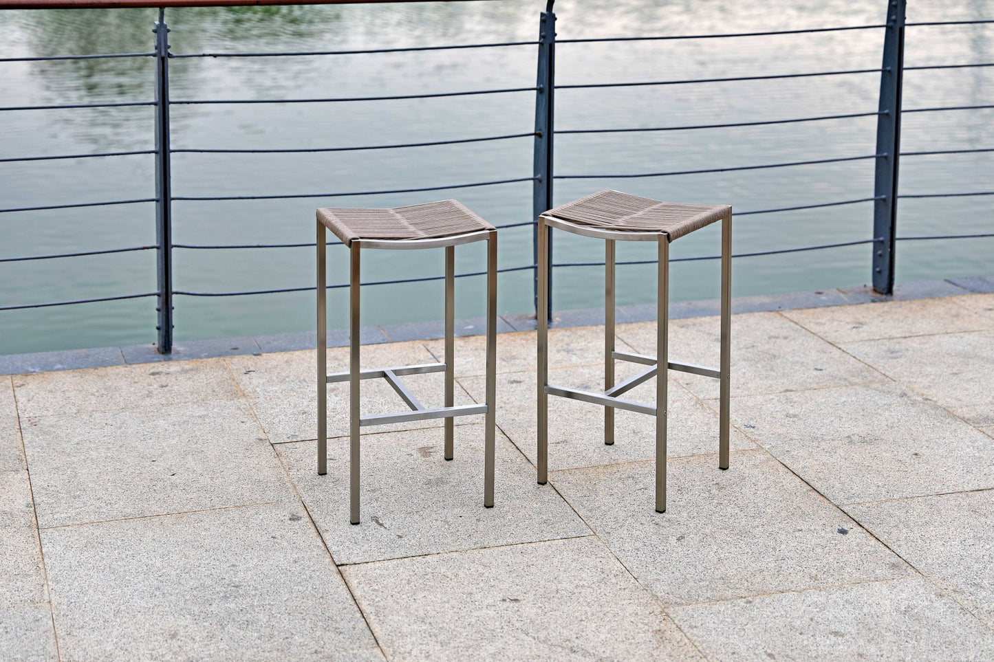 Set of 4 Stainless Steel Square Bar Stool By Homeroots | Bar Stools | Modishstore - 3