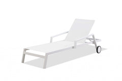 Set of 2 White Modern Aluminum Chaise Lounges By Homeroots