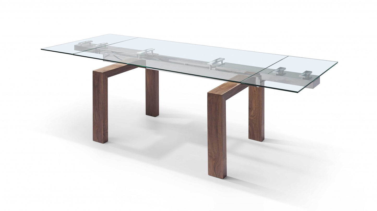 Walnut Solid Wood Etendable Dining Table By Homeroots | Dining Tables | Modishstore - 4