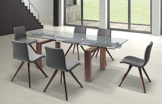 Walnut Solid Wood Etendable Dining Table By Homeroots | Dining Tables | Modishstore - 5