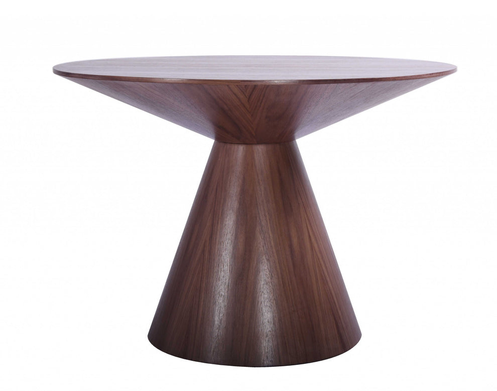 Walnut Veneer Round Dining Table By Homeroots | Dining Tables | Modishstore - 2