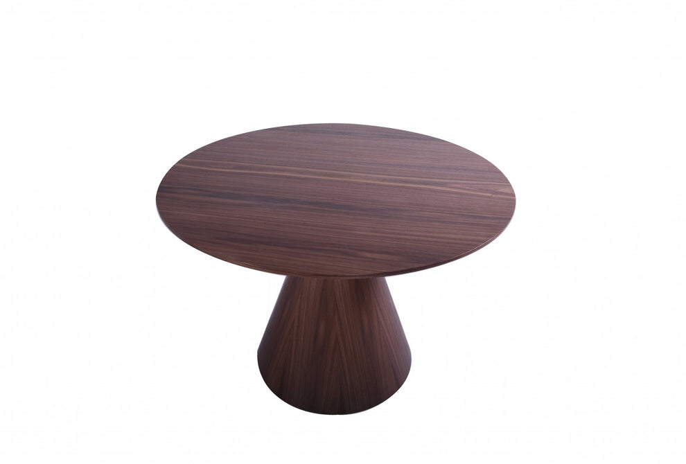 Walnut Veneer Round Dining Table By Homeroots | Dining Tables | Modishstore - 3