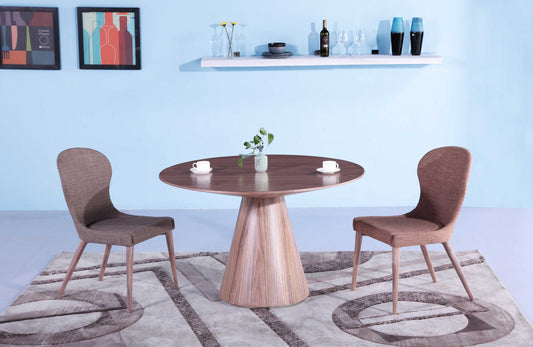 Walnut Veneer Round Dining Table By Homeroots | Dining Tables | Modishstore