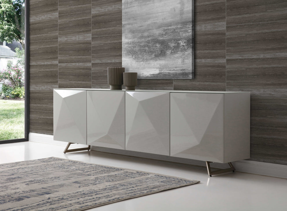 Grey Glass Buffet By Homeroots | Sideboards | Modishstore - 2