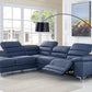 Navy Blue Leather Sectional By Homeroots | Sectional | Modishstore - 2