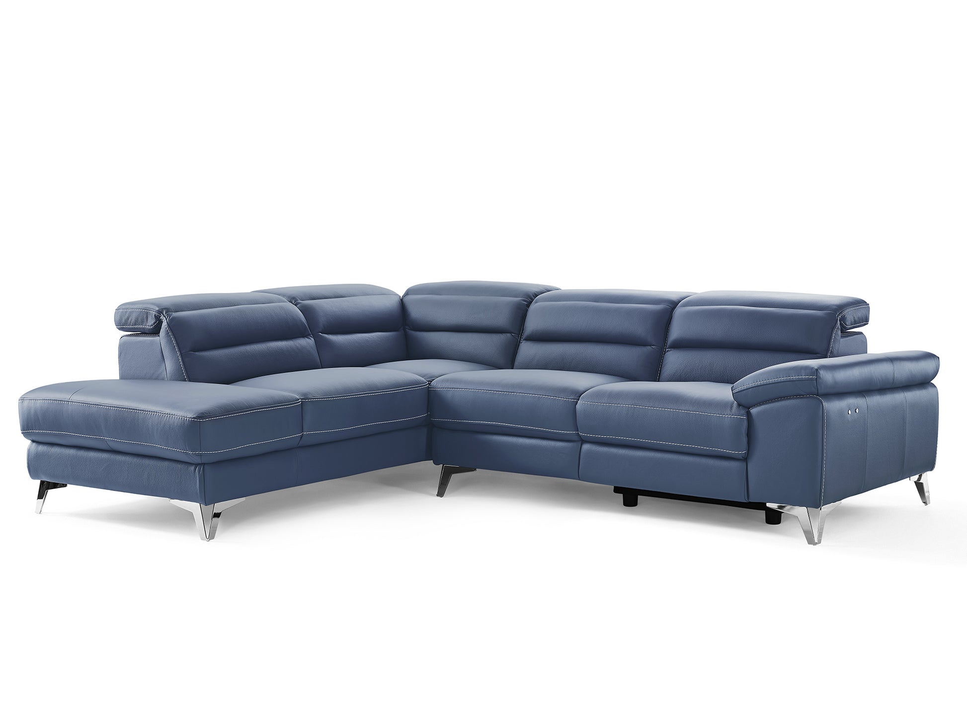 Navy Blue Leather Sectional By Homeroots | Sectional | Modishstore - 4