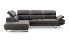 Dark Gray Leather Sectional By Homeroots
