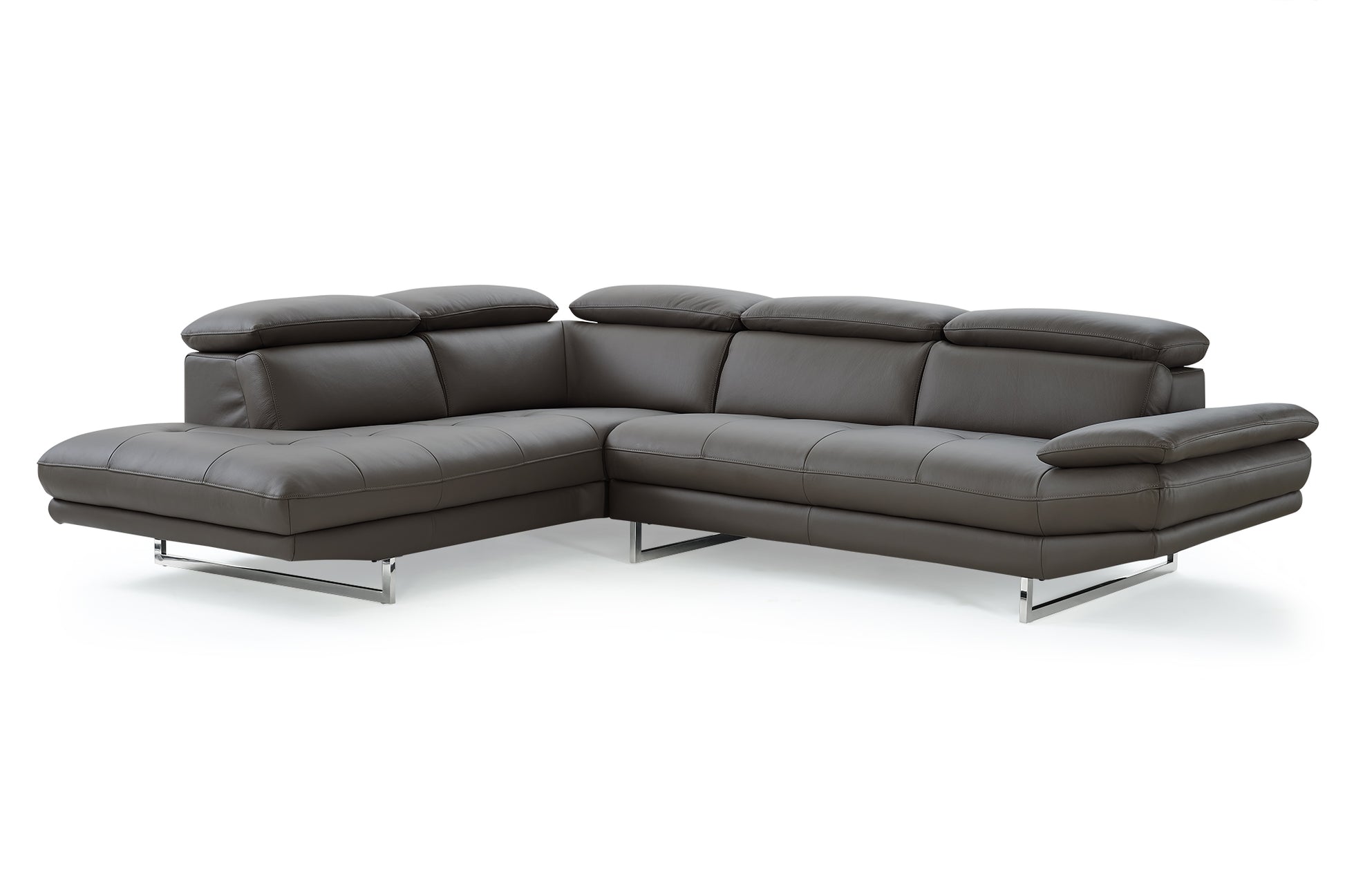 Dark Gray Leather Sectional By Homeroots | Sectional | Modishstore - 2