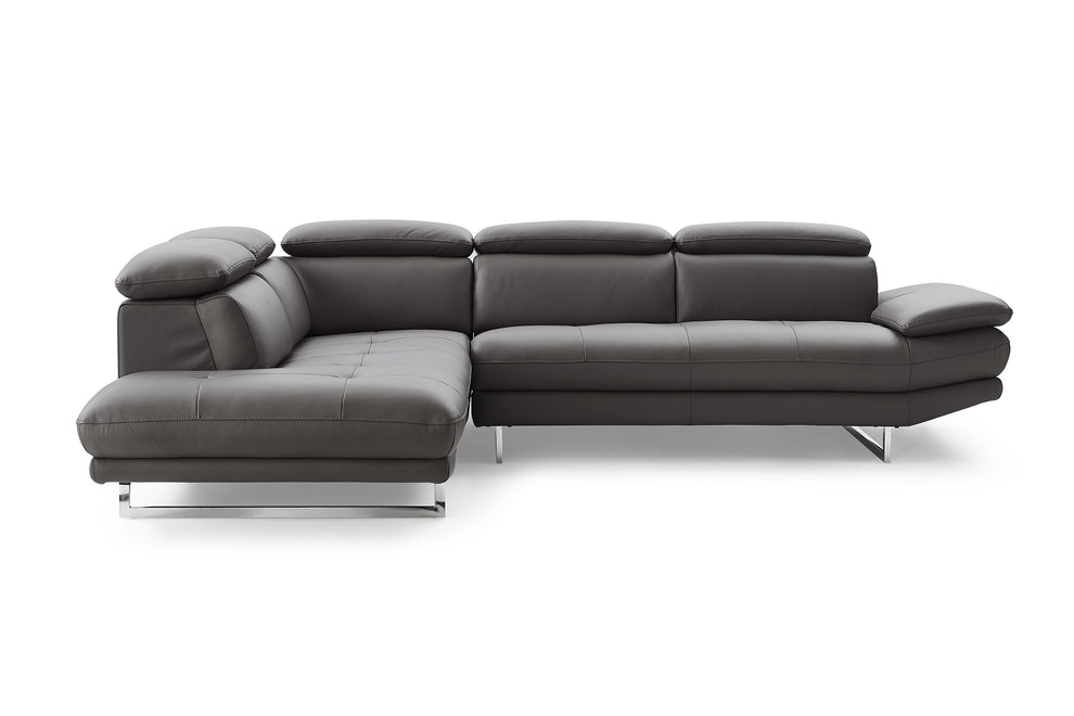 Dark Gray Leather Sectional By Homeroots | Sectional | Modishstore - 3