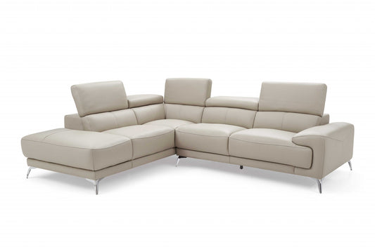 Light Gray Leather Sectional By Homeroots | Sectional | Modishstore