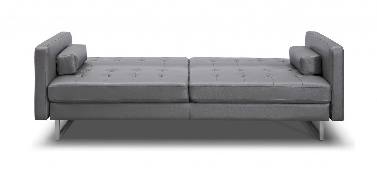 Gray Sofa Bed with Stainless Steel Legs By Homeroots | Sofas | Modishstore - 4