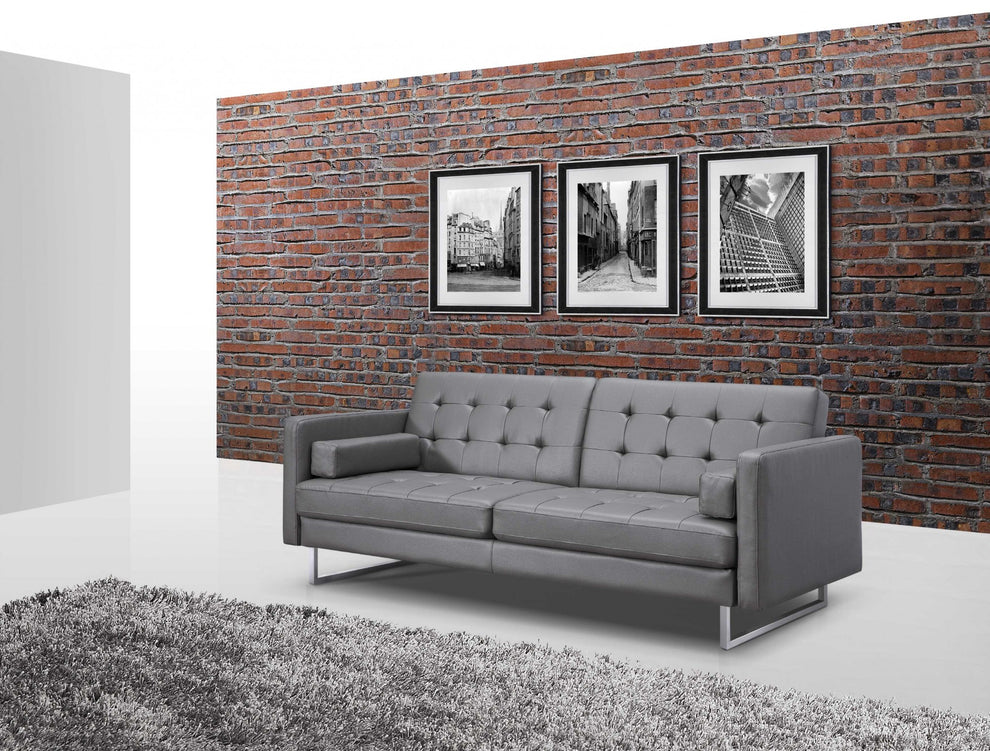 Gray Sofa Bed with Stainless Steel Legs By Homeroots | Sofas | Modishstore - 5