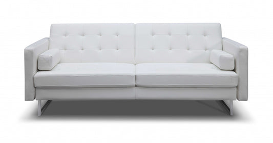 80" White Faux leather and Silver Sofa By Homeroots | Sofas | Modishstore