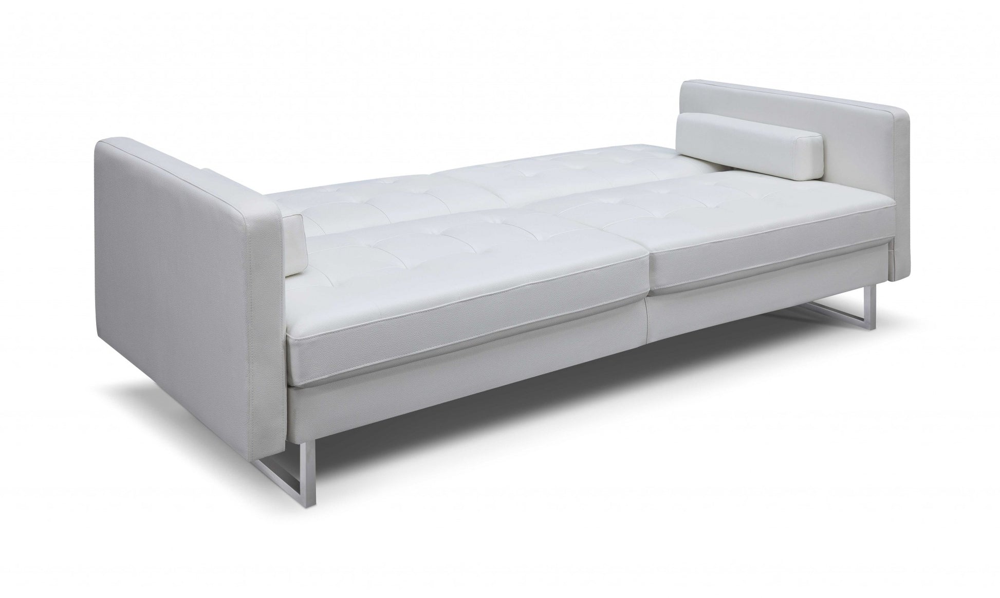 80" White Faux leather and Silver Sofa By Homeroots | Sofas | Modishstore - 3