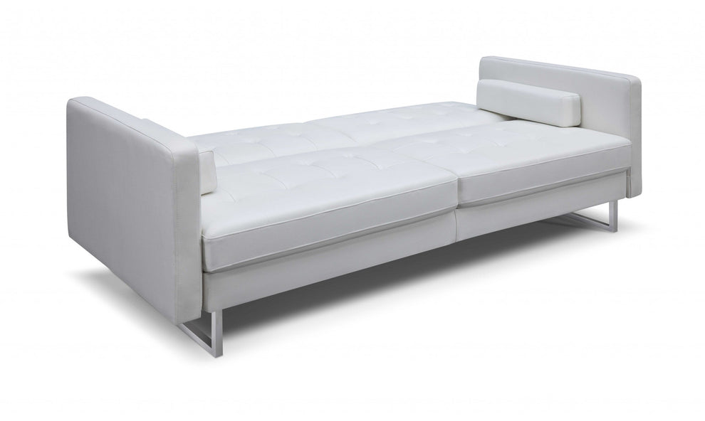 80" White Faux leather and Silver Sofa By Homeroots | Sofas | Modishstore - 3