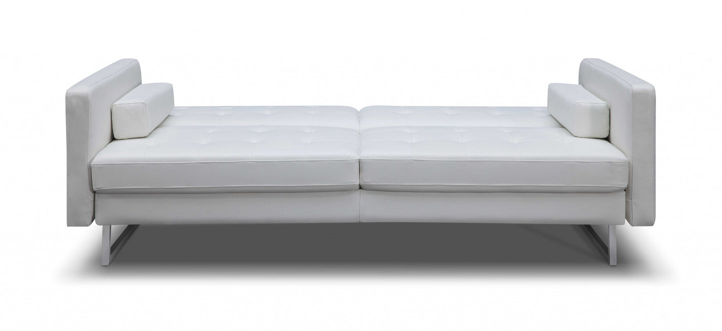 80" White Faux leather and Silver Sofa By Homeroots | Sofas | Modishstore - 4