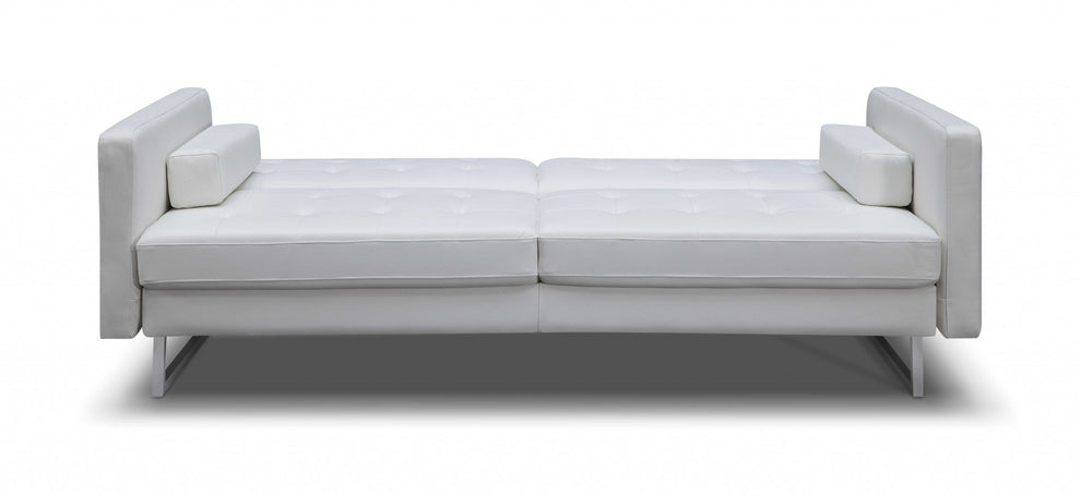 80" White Faux leather and Silver Sofa By Homeroots | Sofas | Modishstore - 4
