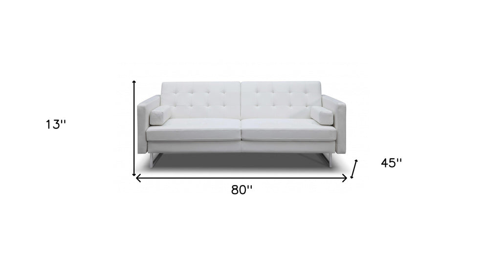 80" White Faux leather and Silver Sofa By Homeroots | Sofas | Modishstore - 8