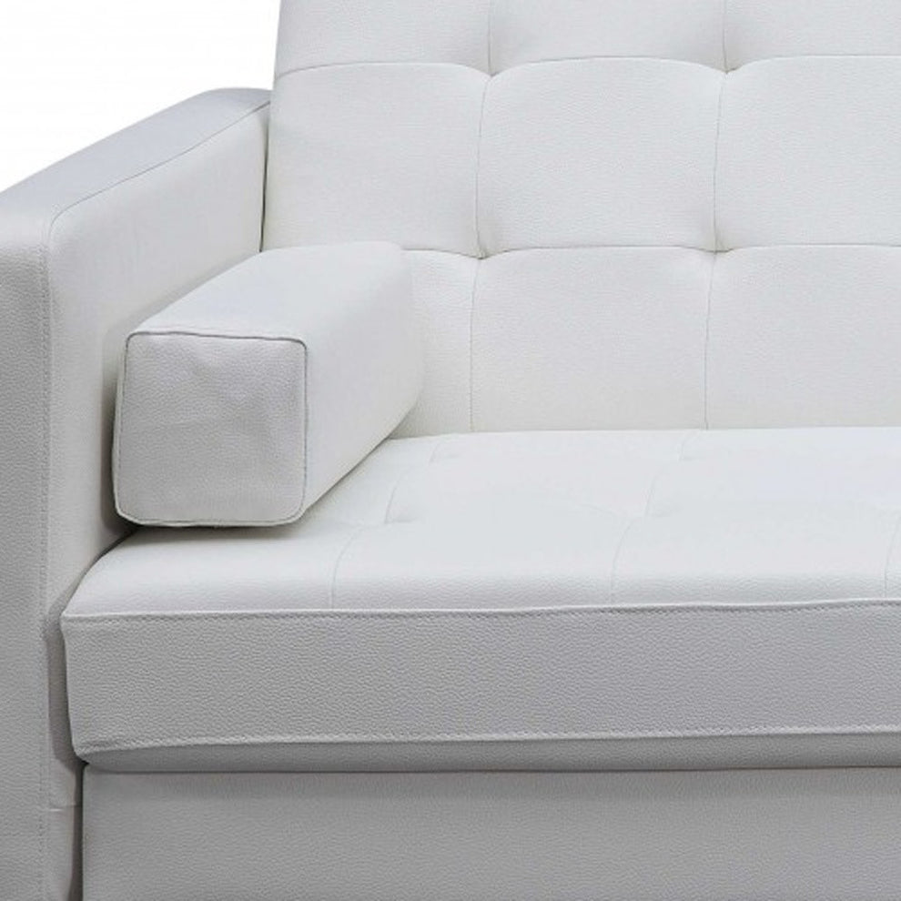 80" White Faux leather and Silver Sofa By Homeroots | Sofas | Modishstore - 5