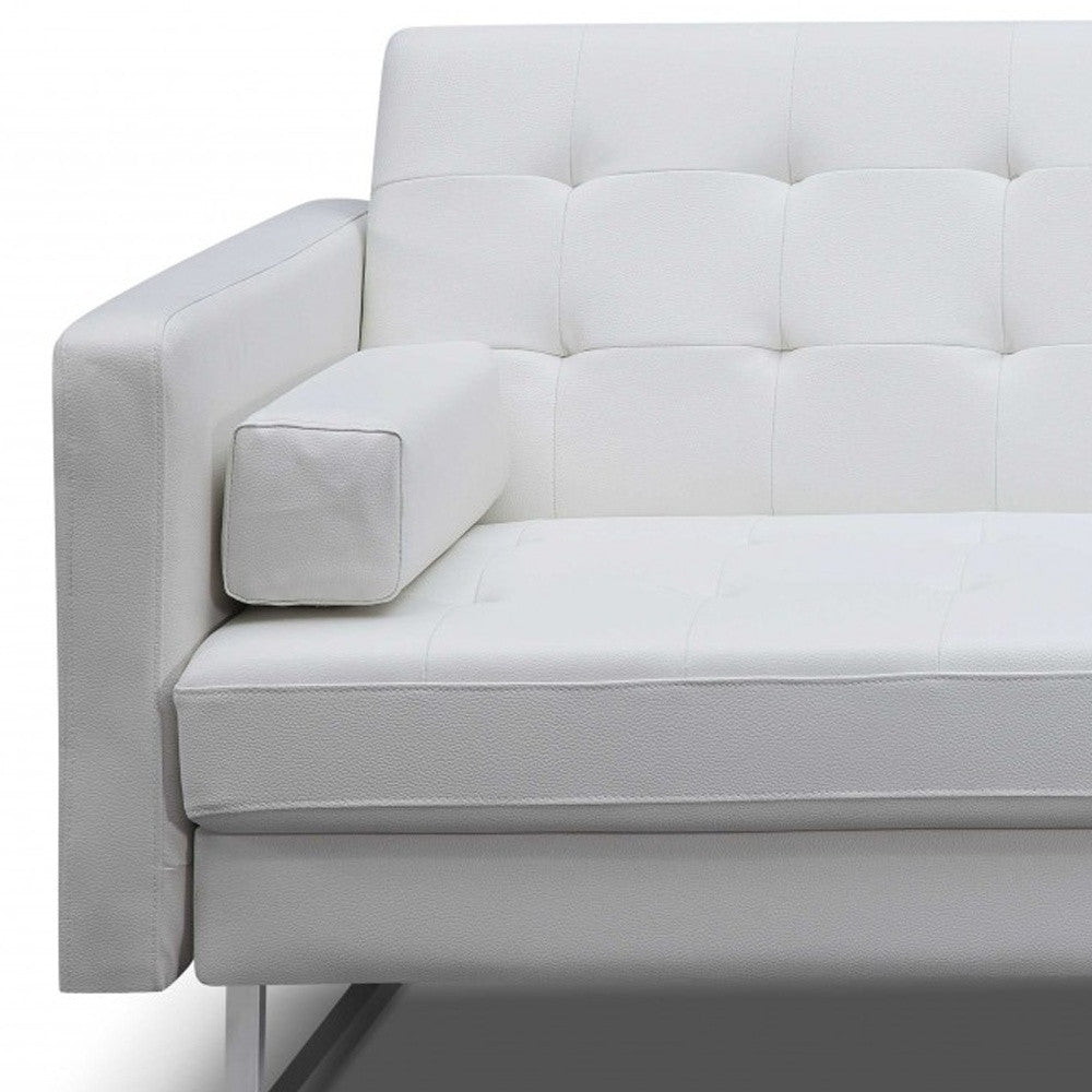 80" White Faux leather and Silver Sofa By Homeroots | Sofas | Modishstore - 6