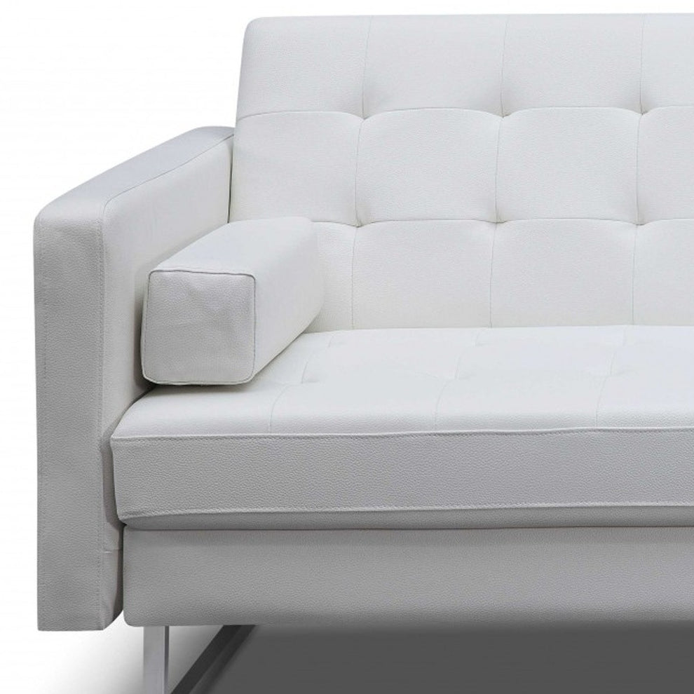 80" White Faux leather and Silver Sofa By Homeroots | Sofas | Modishstore - 6