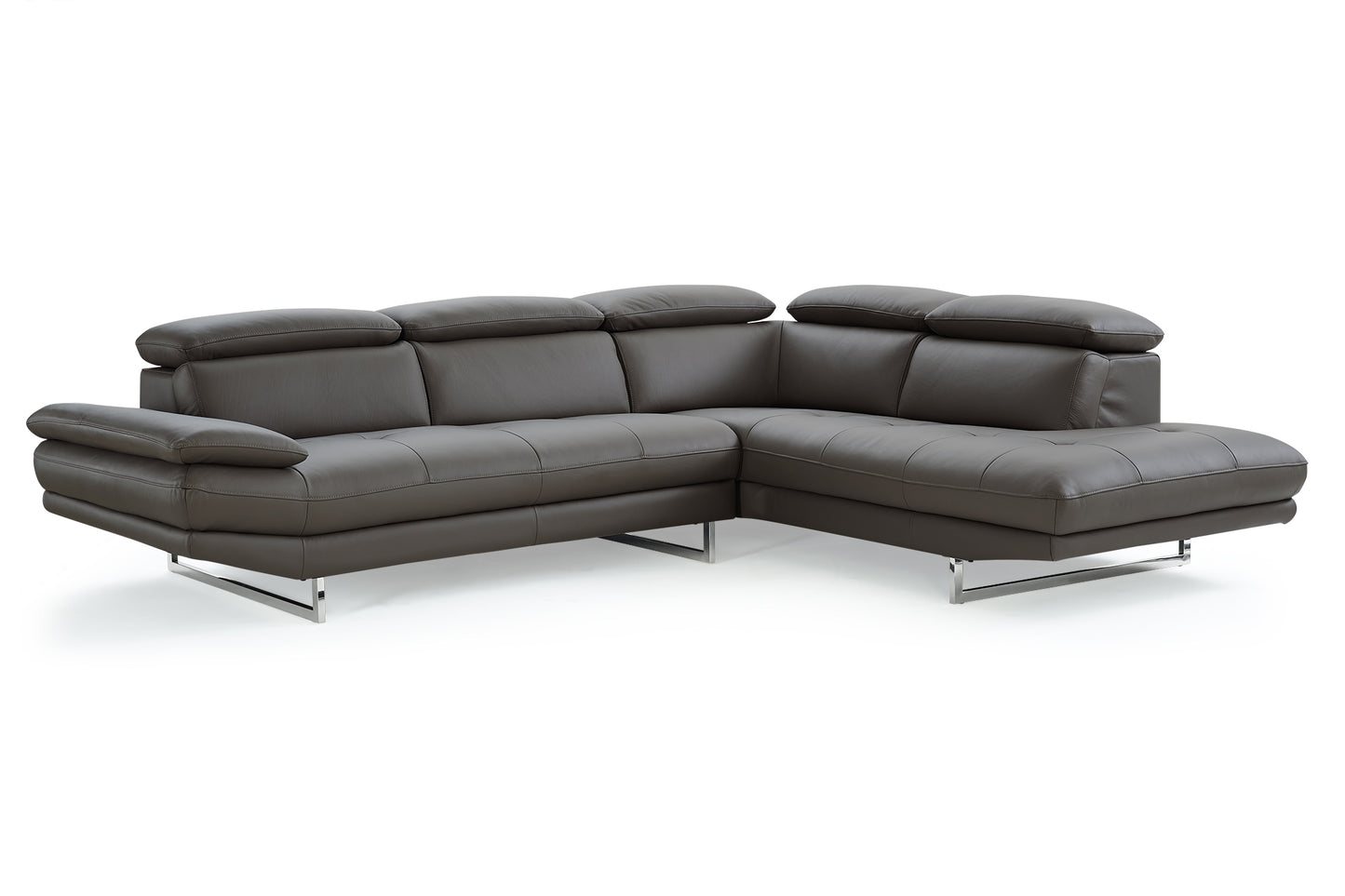 Dark Gray Leather Sectional and Chaise By Homeroots | Sectional | Modishstore - 6