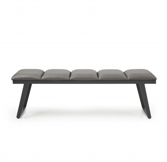 Dark Grey Faux Leather Bench By Homeroots | Benches | Modishstore