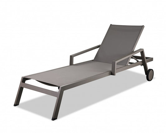Set of 2 Taupe Modern Aluminum Chaise Lounges By Homeroots | Outdoor Chaise Lounges | Modishstore