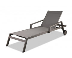 Set of 2 Taupe Modern Aluminum Chaise Lounges By Homeroots