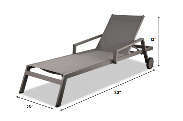 Set of 2 Taupe Modern Aluminum Chaise Lounges By Homeroots | Outdoor Chaise Lounges | Modishstore - 2