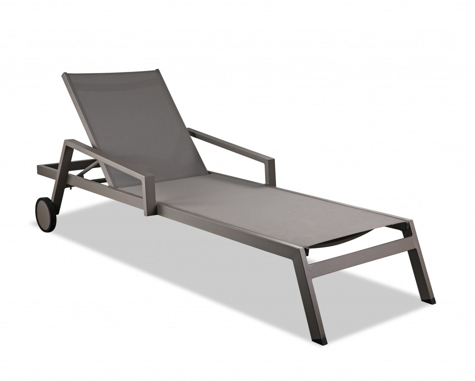 Set of 2 Taupe Modern Aluminum Chaise Lounges By Homeroots | Outdoor Chaise Lounges | Modishstore - 3