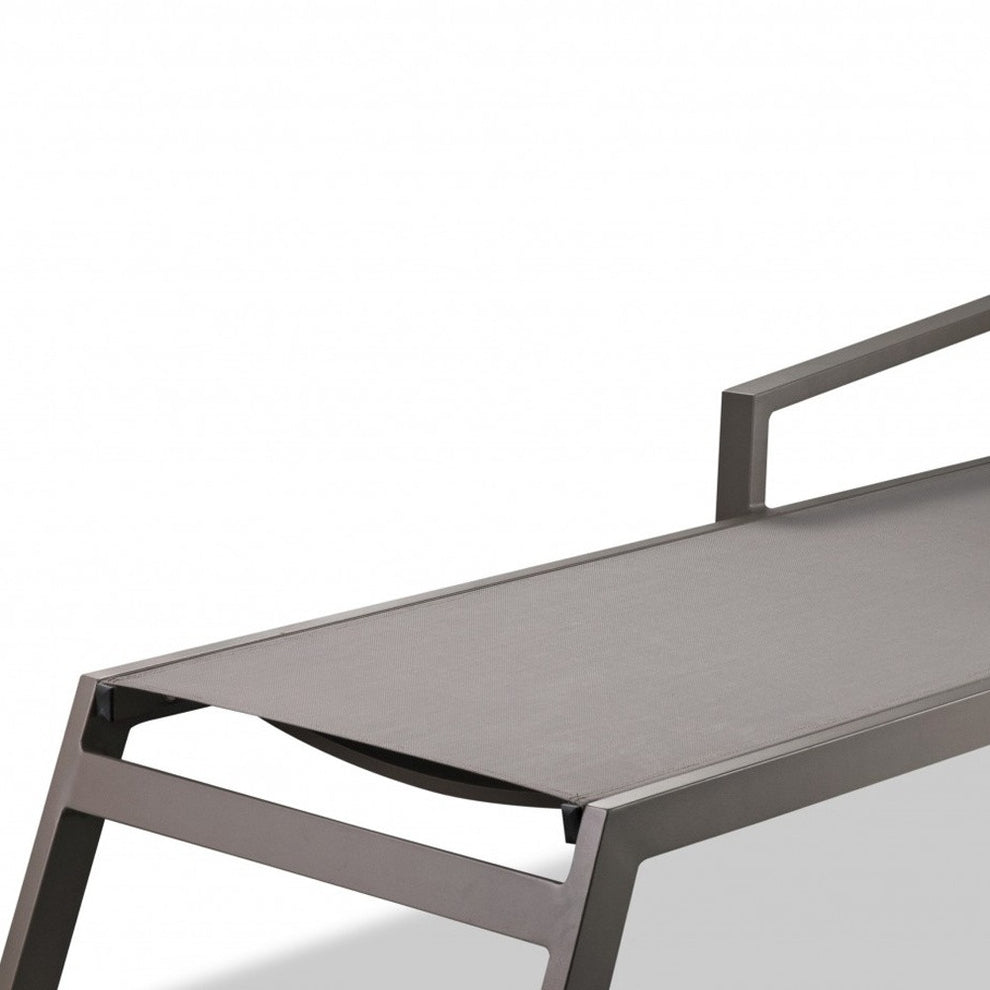 Set of 2 Taupe Modern Aluminum Chaise Lounges By Homeroots | Outdoor Chaise Lounges | Modishstore - 5