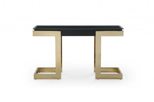 Black Polished Gold Stainless Console By Homeroots | Console Tables | Modishstore